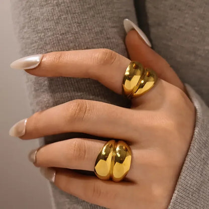 Jewlena™ Double Layer Geometric Ring Waterproof Stainless Steel Elegance
