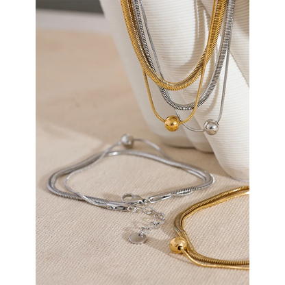 Necklace 18K Gold Double Layer Snake Chain Set™ – Effortless Luxury, Timeless Shine