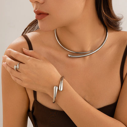 Jewlena Vintage Geometry Bridal Set Necklace Bangle & Rings