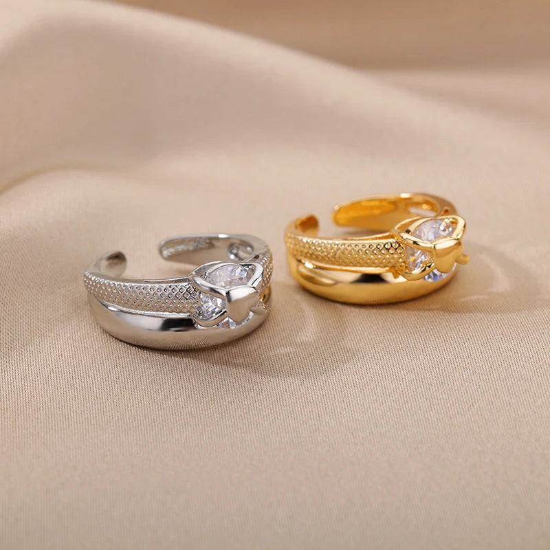 Jewlena Irregular Zircon Ring – 18K Gold Plated Elegance