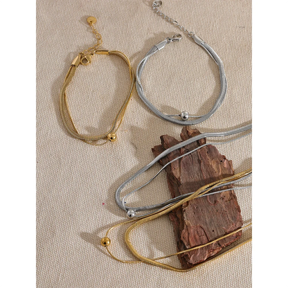 Necklace 18K Gold Double Layer Snake Chain Set™ – Effortless Luxury, Timeless Shine
