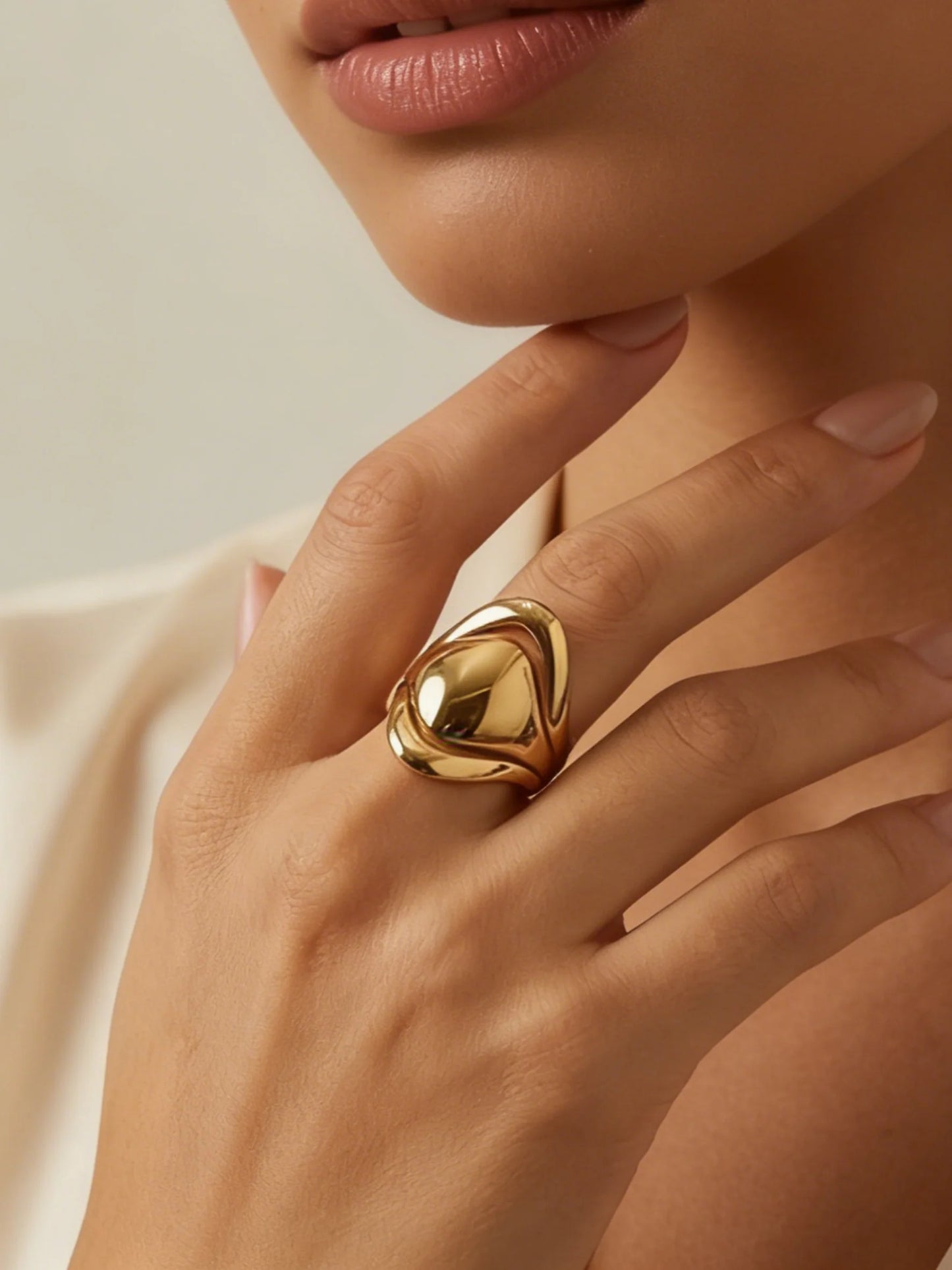 Unique Chic Irregular Stainless Steel Chunky Rings for Women Glossy 18K Gold Plated Open Ring Waterproof Trendy Jewelry New 2026