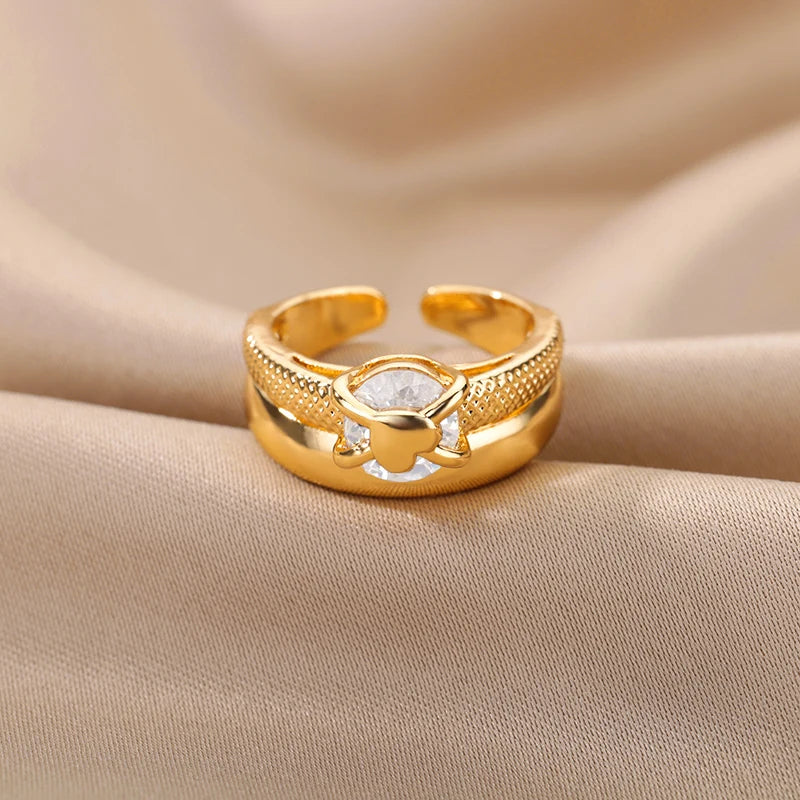 Jewlena Irregular Zircon Ring – 18K Gold Plated Elegance