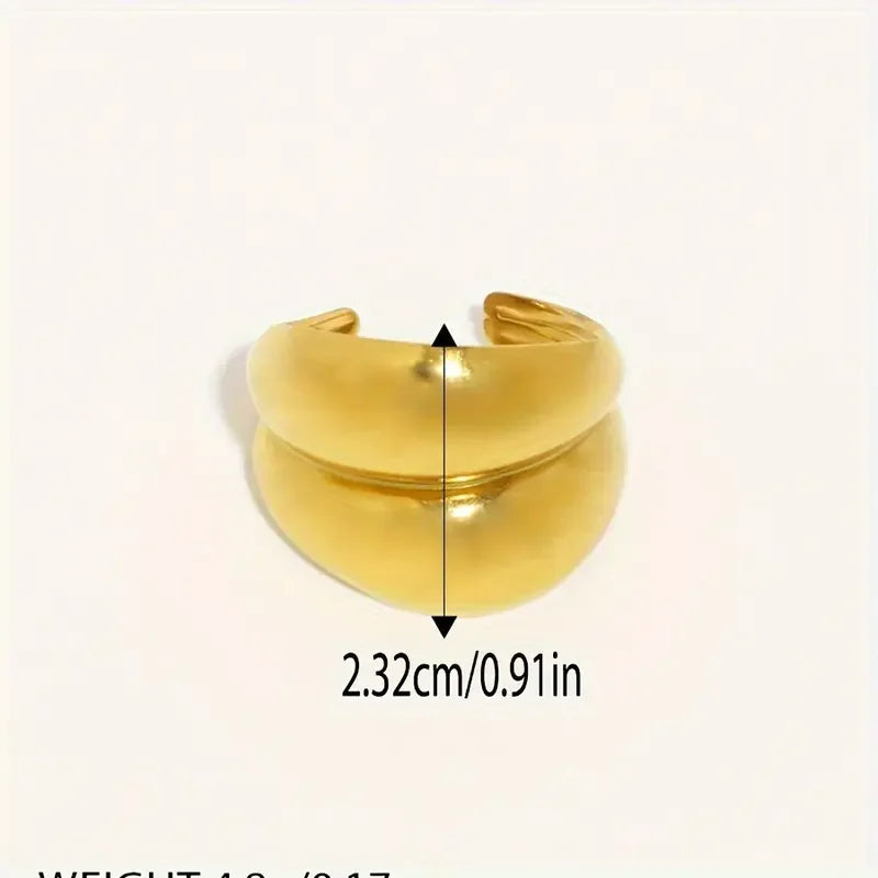 Jewlena™ Double Layer Geometric Ring Waterproof Stainless Steel Elegance