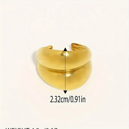 Jewlena™ Double Layer Geometric Ring Waterproof Stainless Steel Elegance