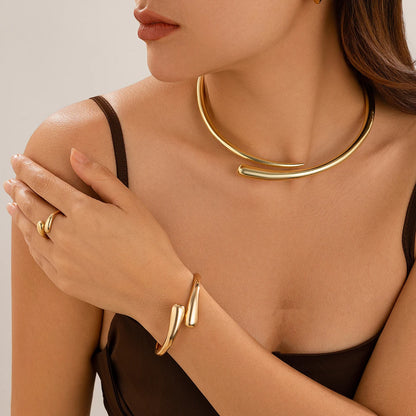 Jewlena Vintage Geometry Bridal Set Necklace Bangle & Rings