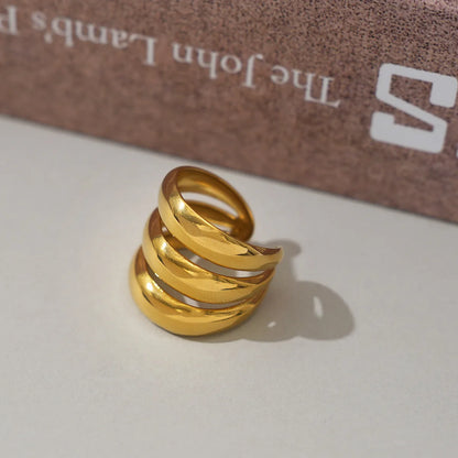 Jewlena Classic Geometry Ring Timeless Stainless Steel Statement