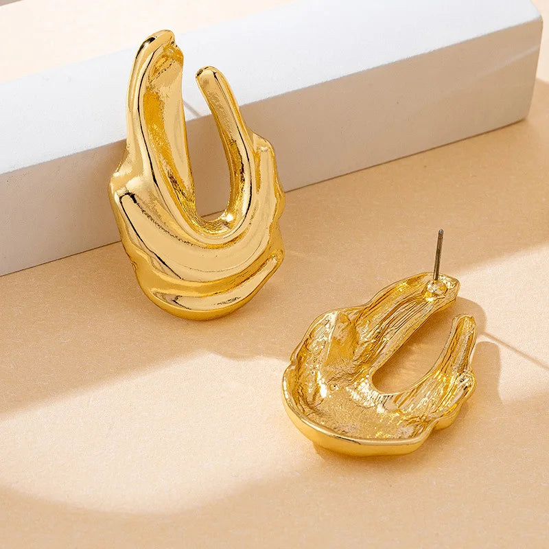 Jewlena™ Vintage Geometric Stud Earrings – Bold Irregular Statement Style