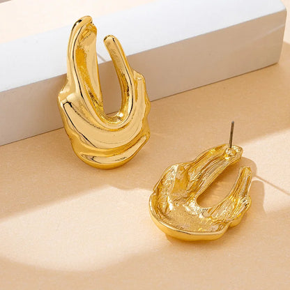 Jewlena™ Vintage Geometric Stud Earrings – Bold Irregular Statement Style