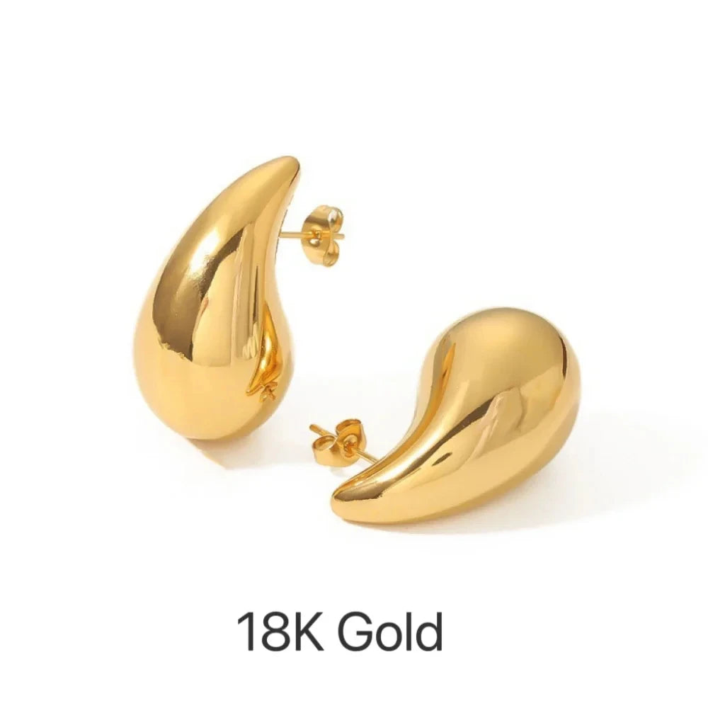 Jewlena™ Chunky Water Drop Earrings – Vintage Gold Statement Elegance