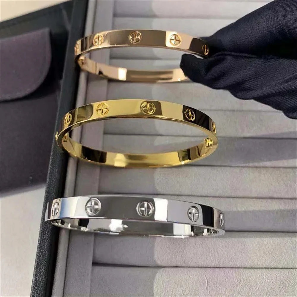 Jewlena Golden Cross Bangle Classic Stainless Steel Bracelet