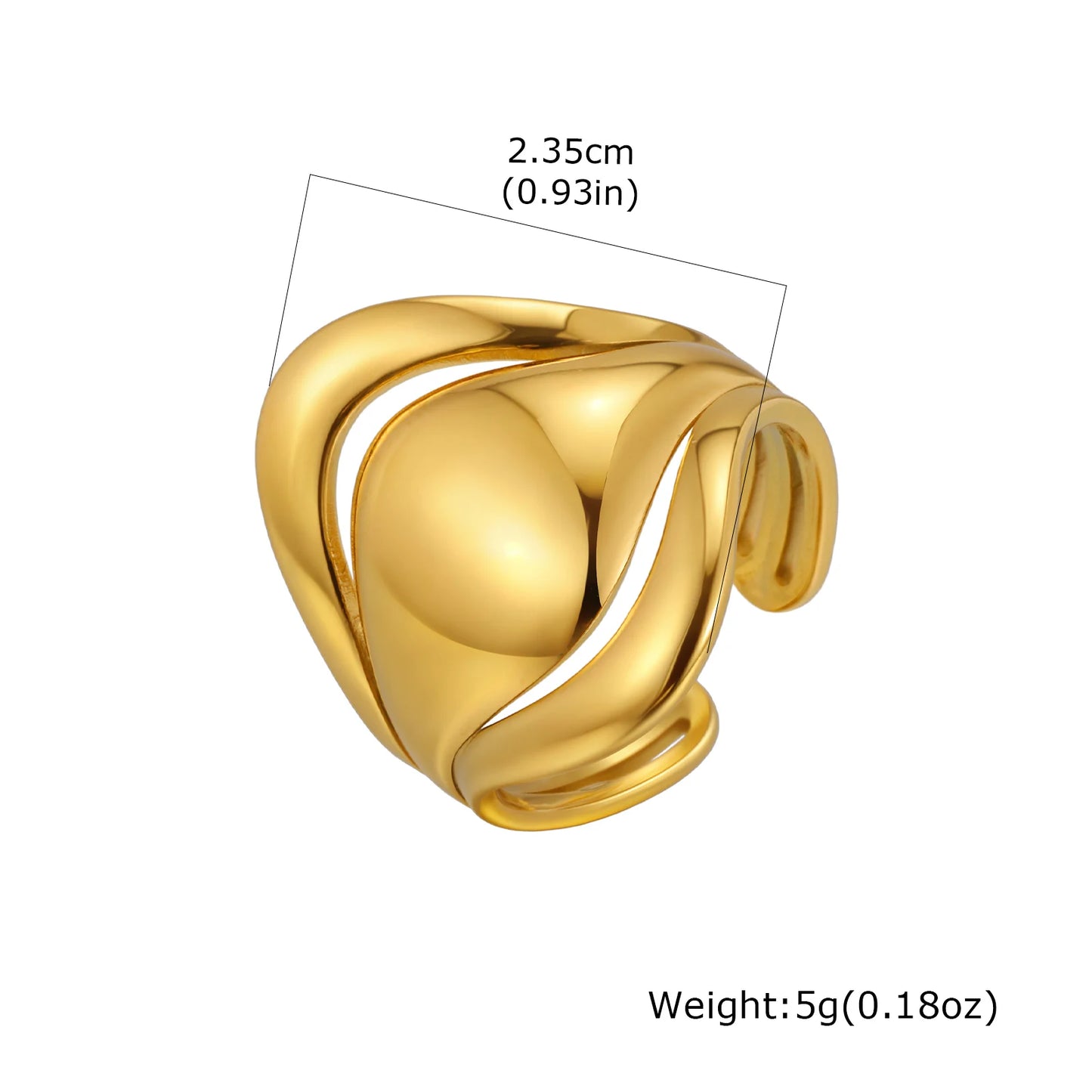 Unique Chic Irregular Stainless Steel Chunky Rings for Women Glossy 18K Gold Plated Open Ring Waterproof Trendy Jewelry New 2026