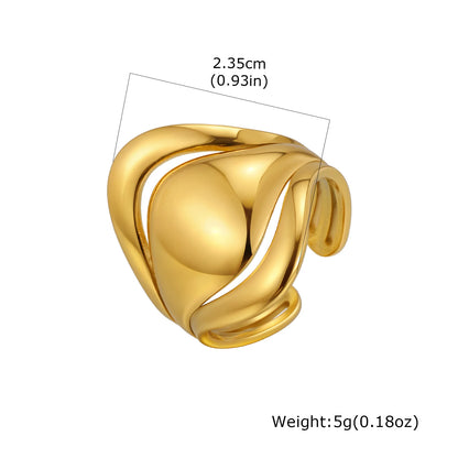 Unique Chic Irregular Stainless Steel Chunky Rings for Women Glossy 18K Gold Plated Open Ring Waterproof Trendy Jewelry New 2026