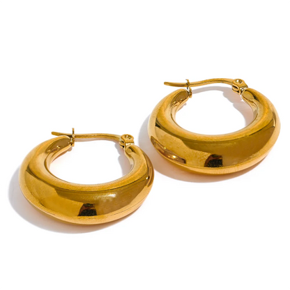 Yhpup Geometric Statement Hoop Earrings™ – 18K Gold Elegance with Modern Texture