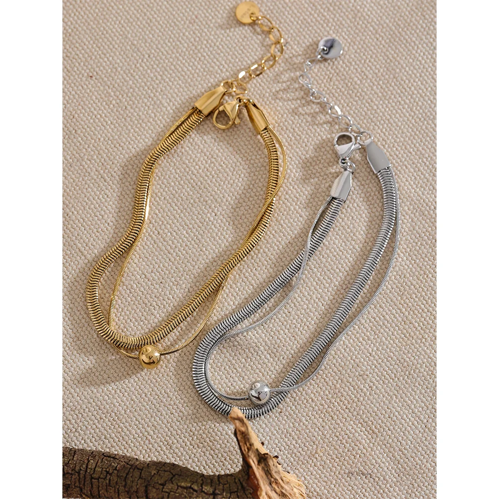 Necklace 18K Gold Double Layer Snake Chain Set™ – Effortless Luxury, Timeless Shine