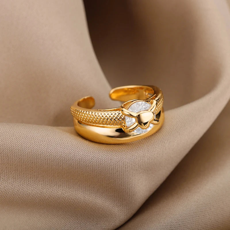 Jewlena Irregular Zircon Ring – 18K Gold Plated Elegance