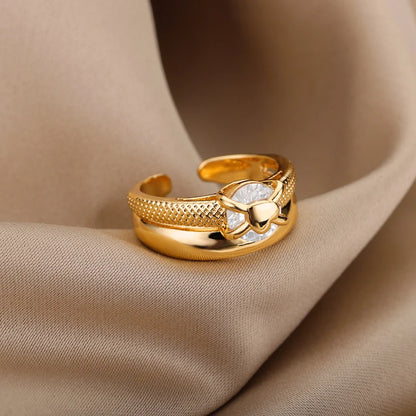 Jewlena Irregular Zircon Ring – 18K Gold Plated Elegance