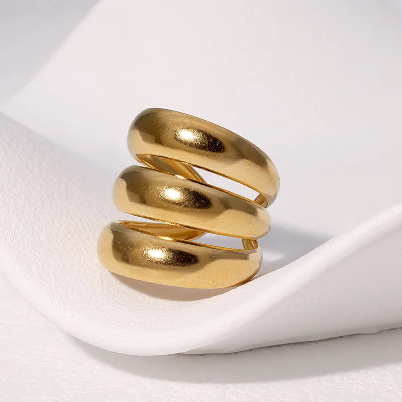Jewlena Classic Geometry Ring Timeless Stainless Steel Statement