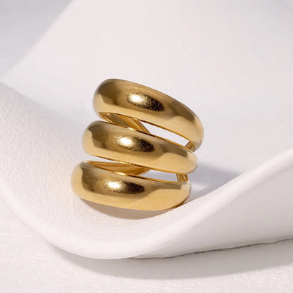 Jewlena Classic Geometry Ring Timeless Stainless Steel Statement