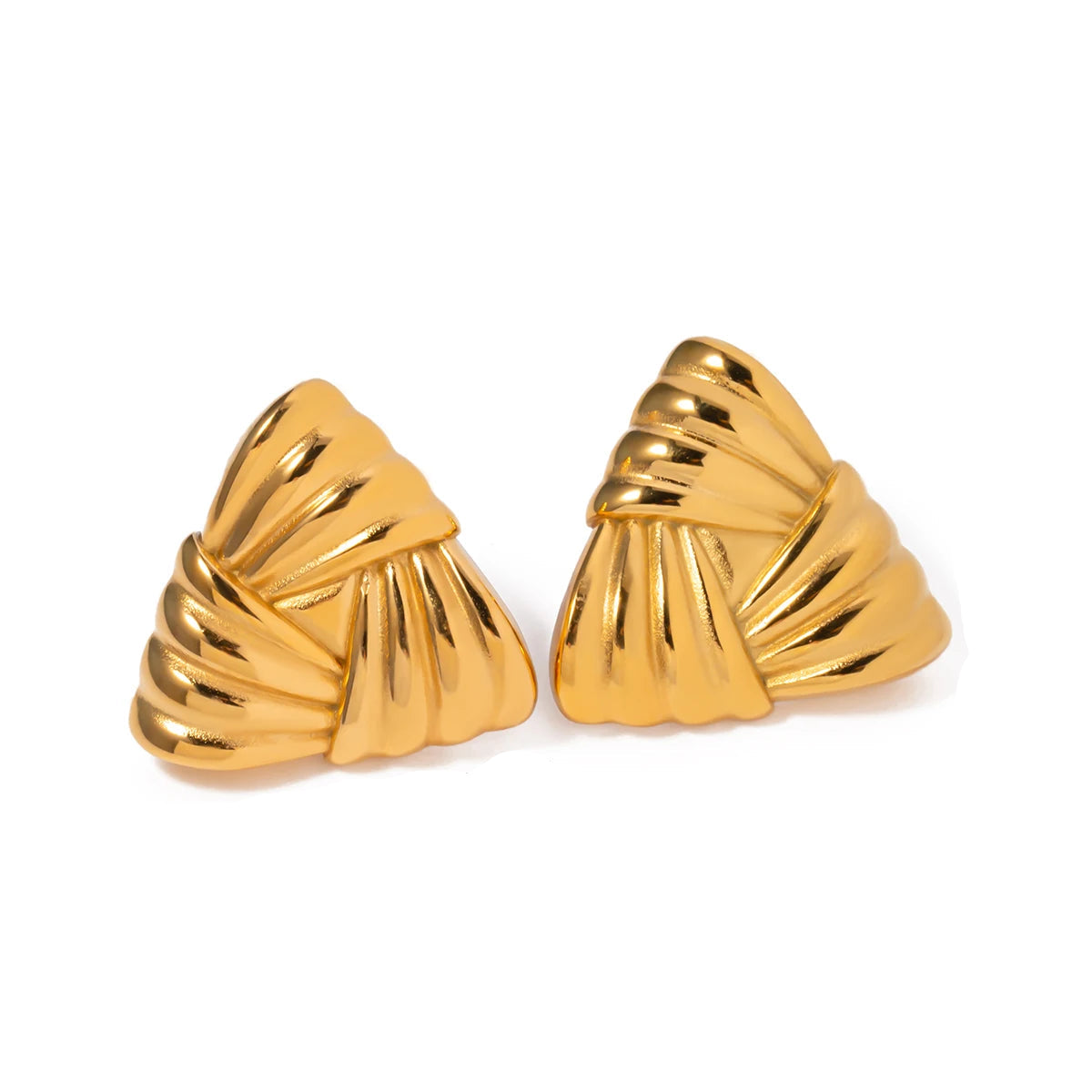 18K Gold Geometric Screw-Back Stud Earrings™ – Secure Elegance, Lasting Shine